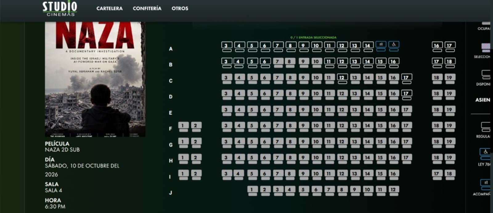 Así se ve la asistencia de la primera función de 'Naza' en Studio Cinema Santa Ana.