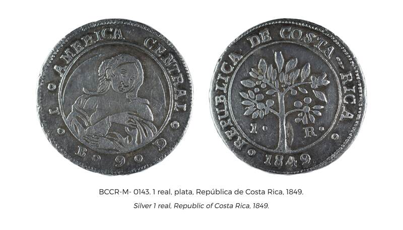 Moneda de plata de 1 real de 1849. Fotografía: Museo de Numismática, de los Museos del Banco Central.
