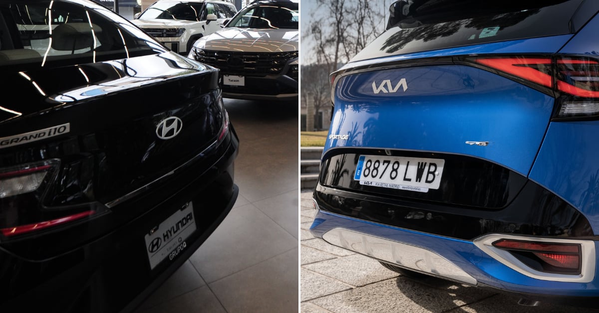 Vehículos Hyundai y Kia en exhibición, marcas surcoreanas afectadas por la reducción de ganancias en 2025 debido a los aranceles de Estados Unidos.