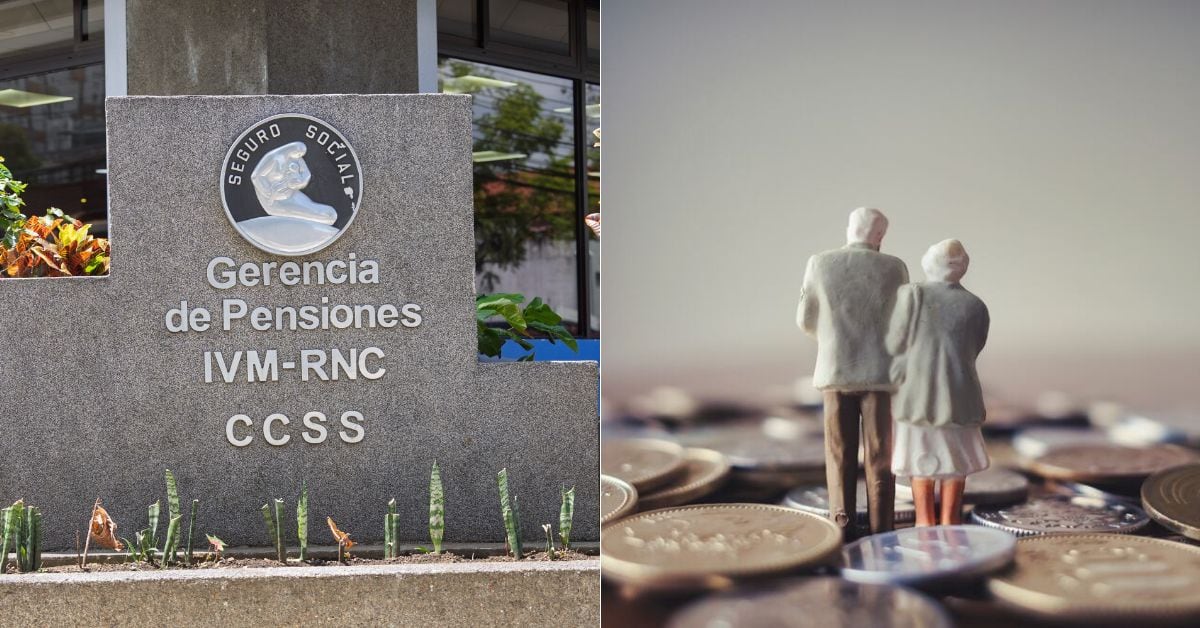 en la imagen la fachada de la gerencia de pensiones y al lado unas figuras de adultos mayores y monedas