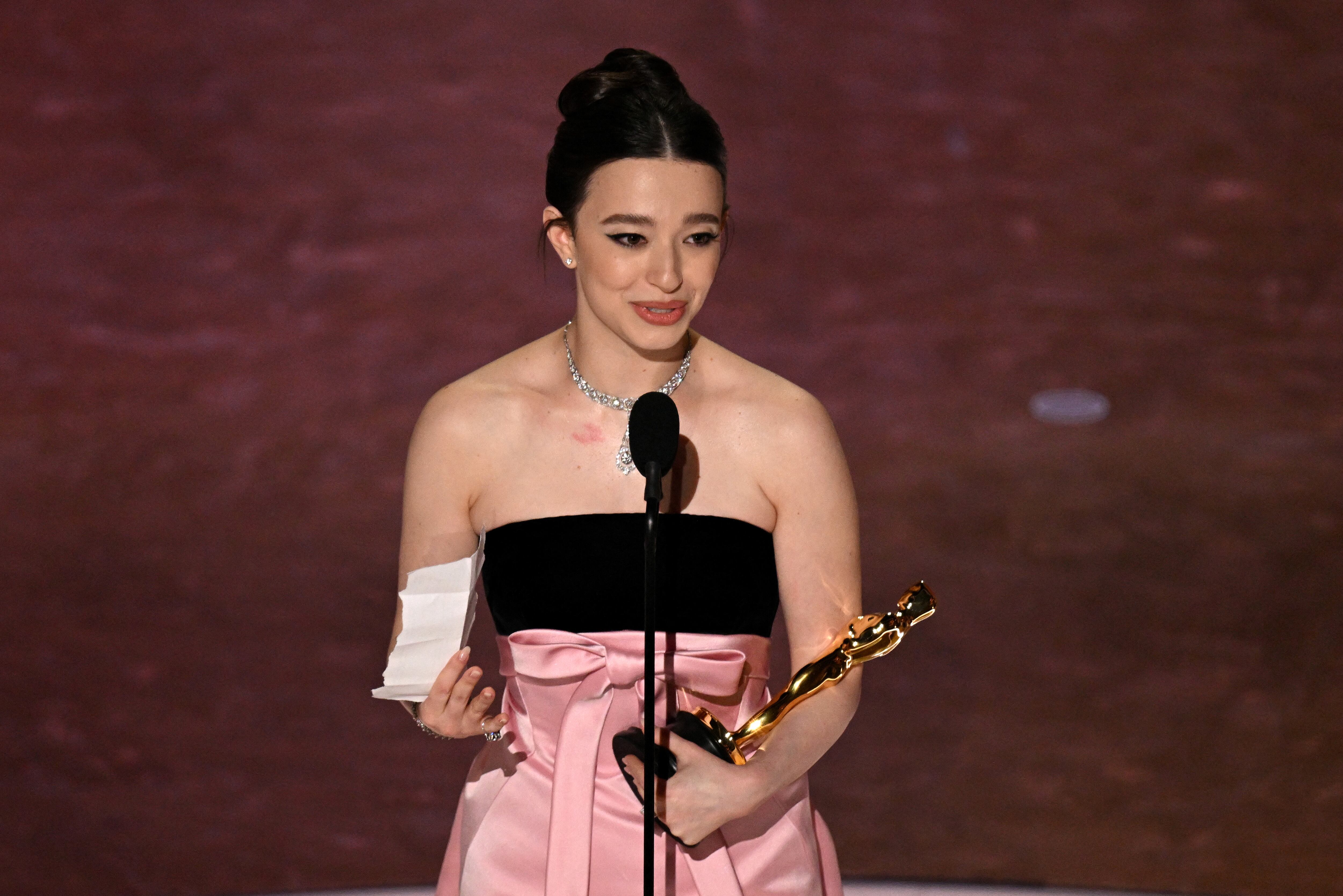 US actress Mikey Madison accepts the award for Best Actress in a Leading Role for "Anora" onstage during the 97th Annual Academy Awards at the Dolby Theatre in Hollywood, California on March 2, 2025. (Photo by Patrick T. Fallon / AFP)