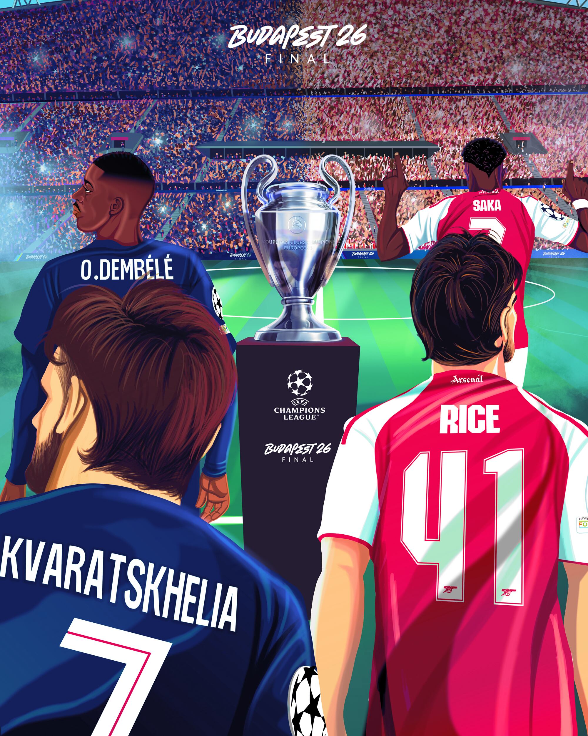 La final de la Champions League entre PSG y Arsenal es una verdadera fiesta en Budapest.