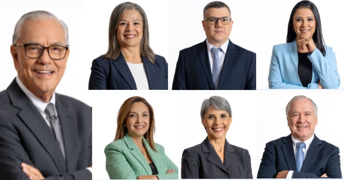 Max Alvarado es el presidente de Junta Directiva del BN. Arriba: Noilyn Cruz, Rolando Saborío y María Brenes. Abajo: María del Milagro Solórzano, Anabelle Chaves y Randall Monge.