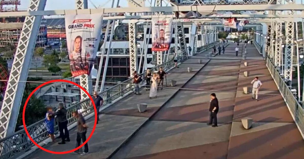 El artista se encontraba en el puente peatonal John Seigenthaler en Nashville, Tennessee, cuando se percató de que la mujer estaba peligrosamente cerca de la baranda. (Imagen: Departamento de Policía Metropolitana de Nashville )
