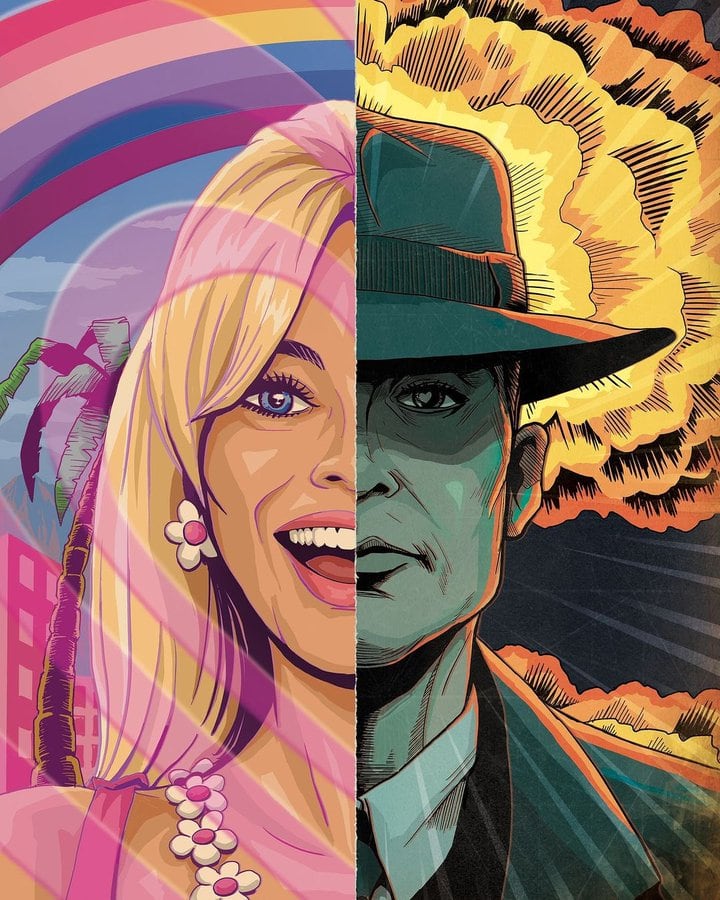 "Barbieheimer" es un fenómeno que se creó debido al lanzamiento de las películas Barbie y Oppenheimer. Twitter.