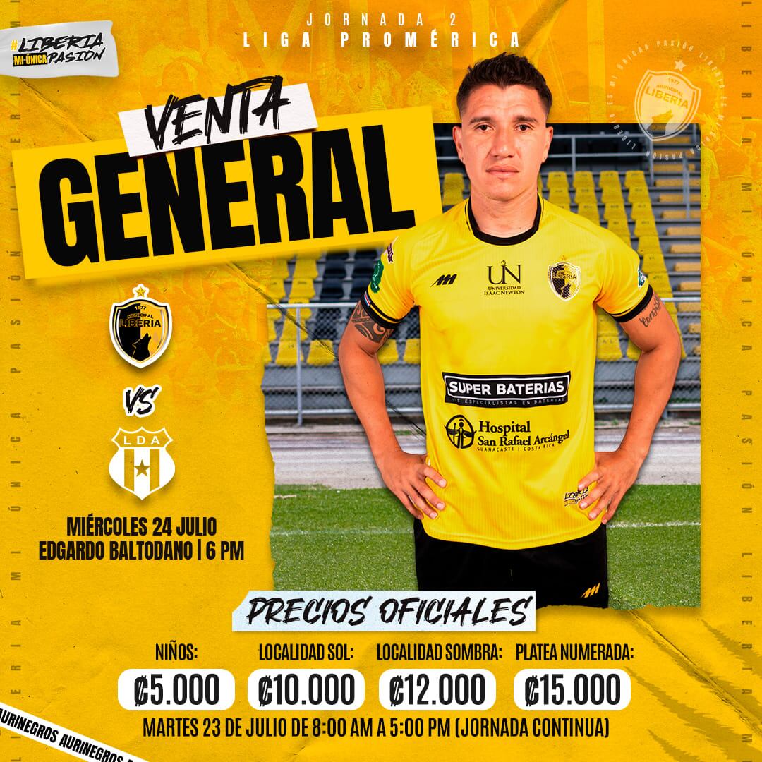 Liberia tiene a la venta las entradas para el partido contra Liga Deportiva Alajuelense.