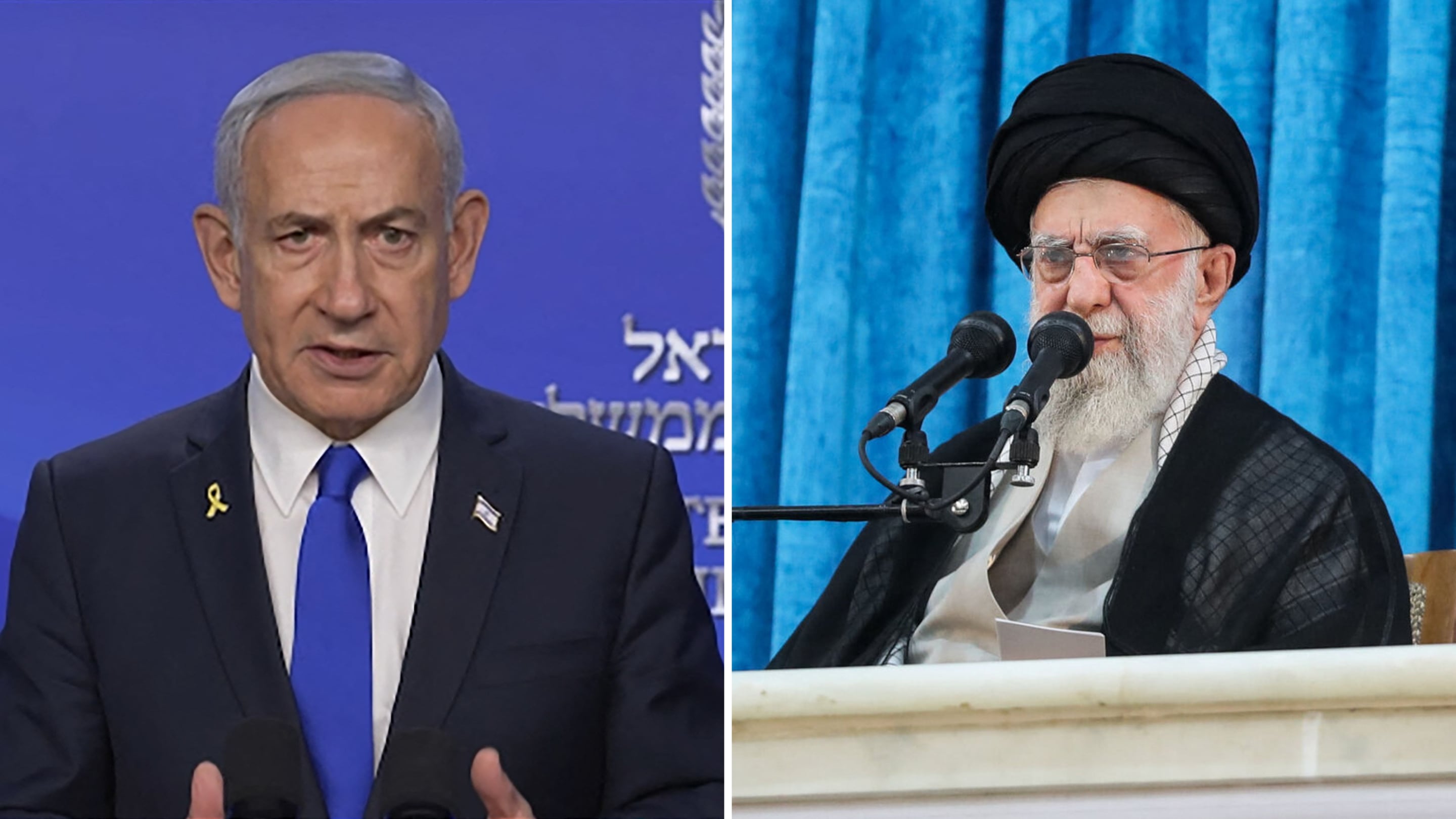 Los líderes de Israel e Irán, respectivamente: Benjamin Netanyahu y Ali Jamenei. Foto: AFP