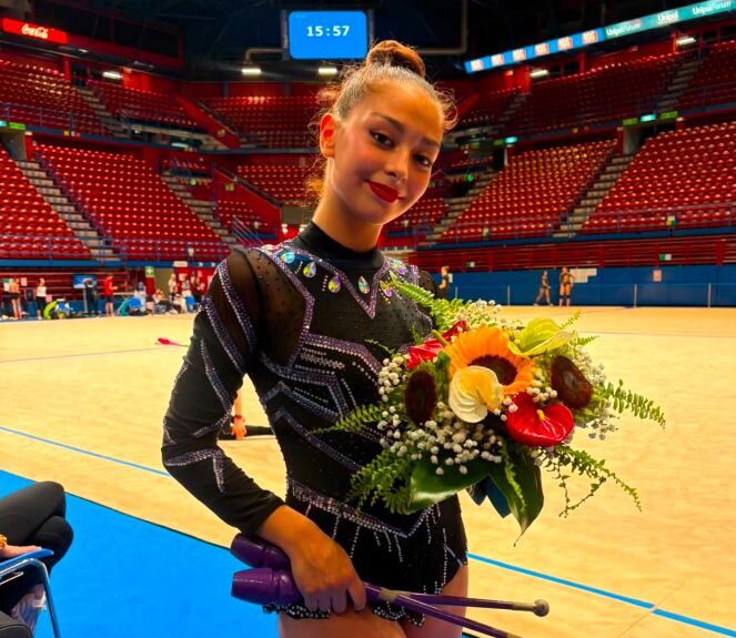 La gimnasta Galilea Álvarez compitió este viernes en la primera jornada de la Copa del Mundo de Gimnasia Rítmica en Italia.
10 de julio del 2026
Cortesía: Melissa Brenes