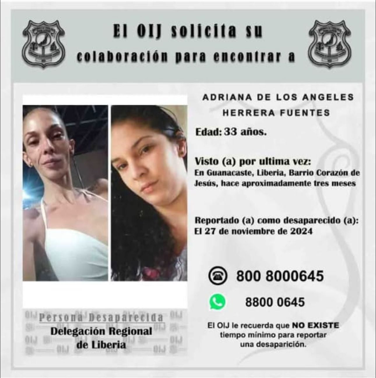 Adriana Herrera Fuentes desapareció en noviembre del 2024.