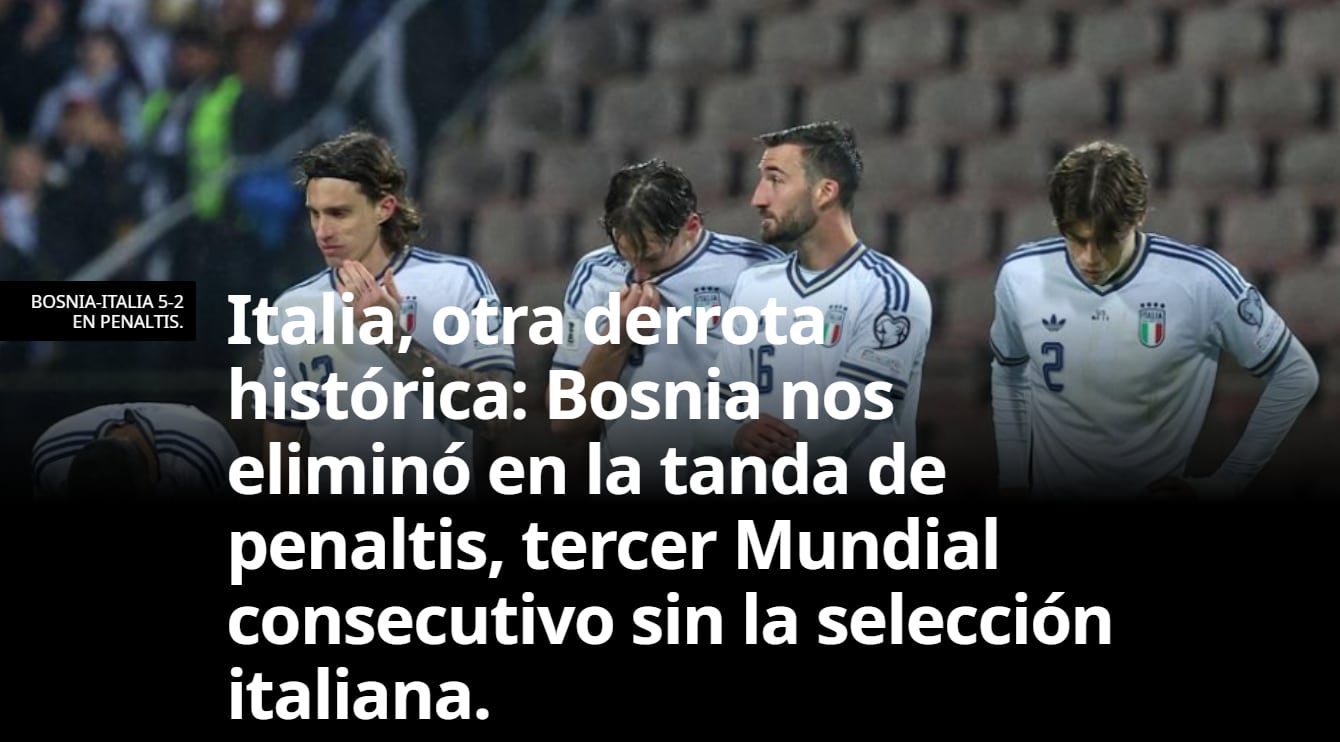 La Gazzetta dello Sport titula eliminación de Italia.