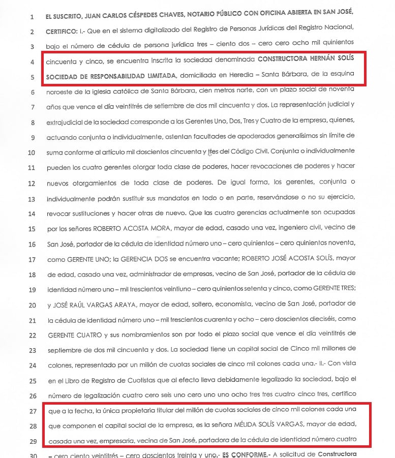 Declaración jurada Mélida Solís