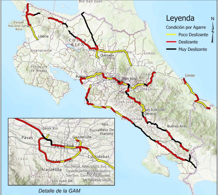 Rutas más propensas al deslizamiento