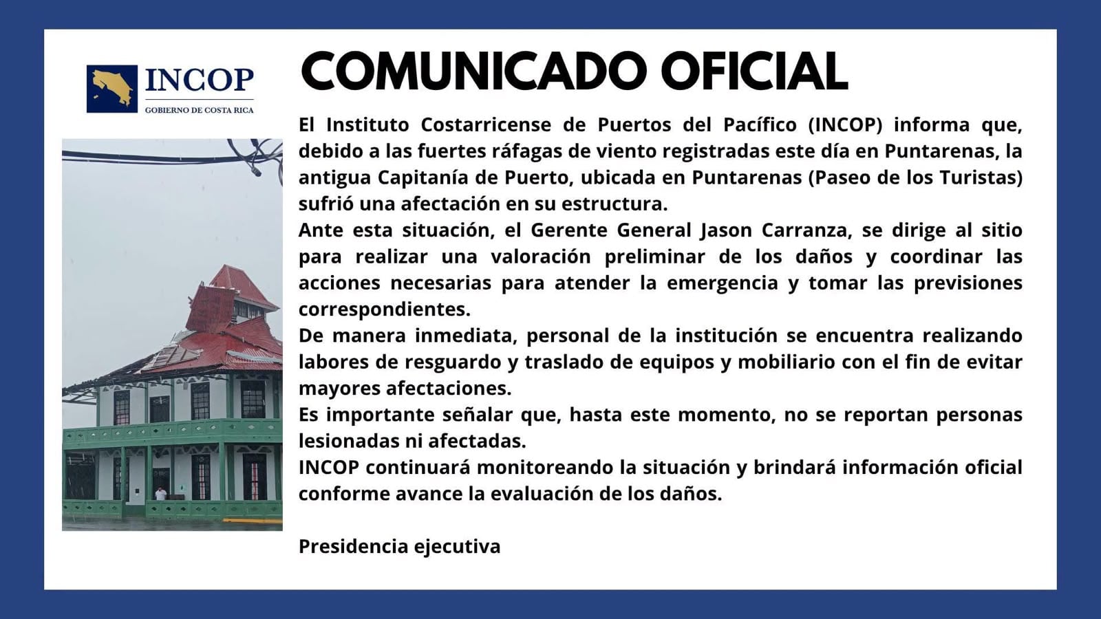Comunicado de INCOP