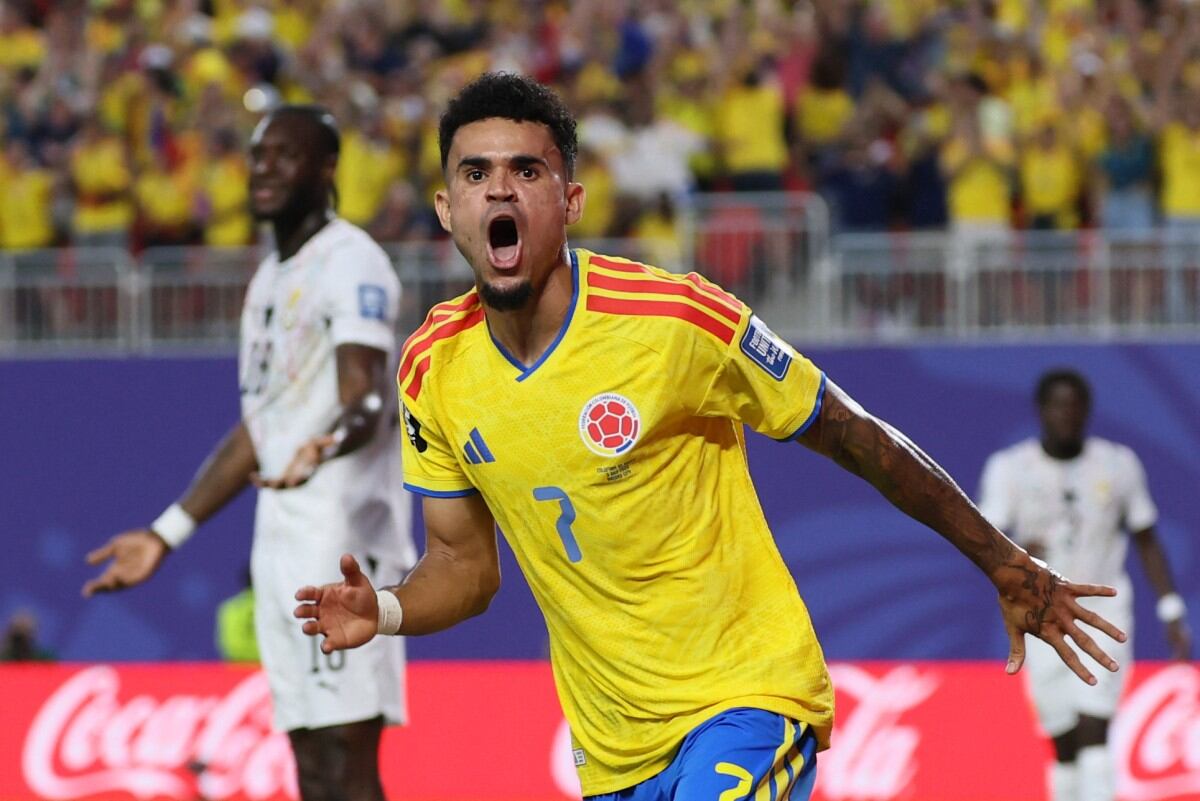 Luis Díaz celebró la anotación de Colombia contra Ghana.