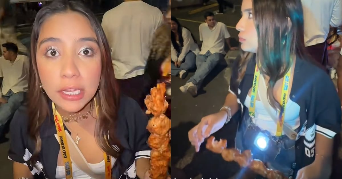 La creadora de contenido salvadoreña quedó impactada por el precio que pagó por un pincho a las afueras del Estadio Nacional.