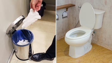 ¿En el basurero o en el inodoro? Este es el lugar correcto para tirar el papel higiénico