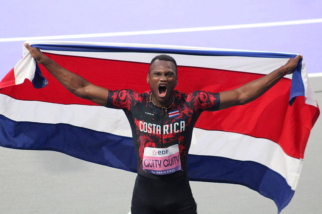 03/09/2024 París. El paratleta costarricense Sherman Guity ganó la medalla de oro en la prueba de 100 metros planos en los Juegos Paralímpicos Paris 2024. Foto: Olman Mora, Comité Paralímpico de Costa Rica
