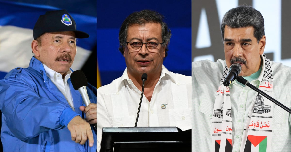 Los presidentes Daniel Ortega (izq), Gustavo Petro (centro) y Nicolás Maduro (der) en medio de tensiones. Fotos: AFP