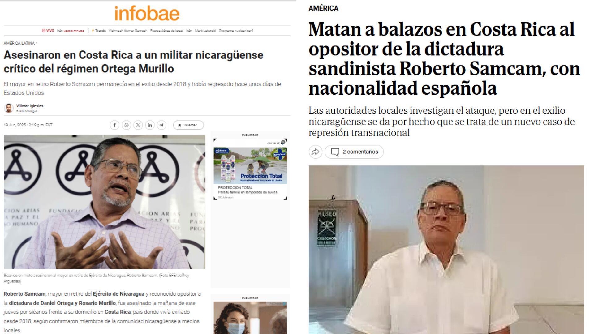 El crimen de Roberto Samcam en Moravia genera reacciones internacionales por su perfil como opositor del régimen Ortega Murillo