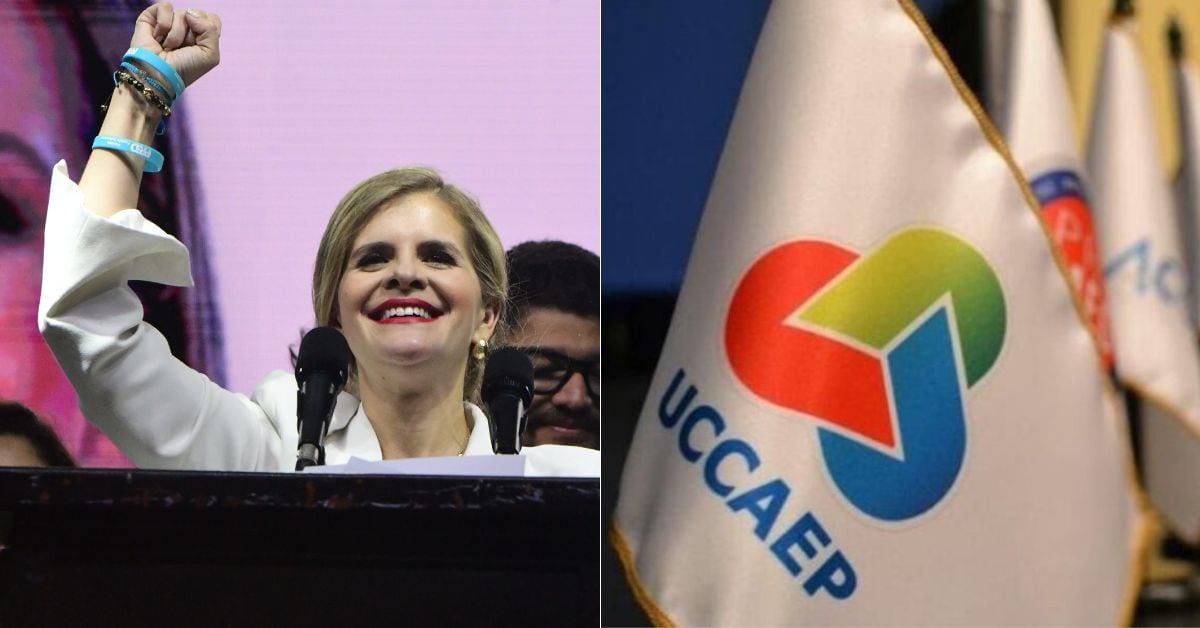 En la imagen, Laura Fernández y una bandera de Uccaep