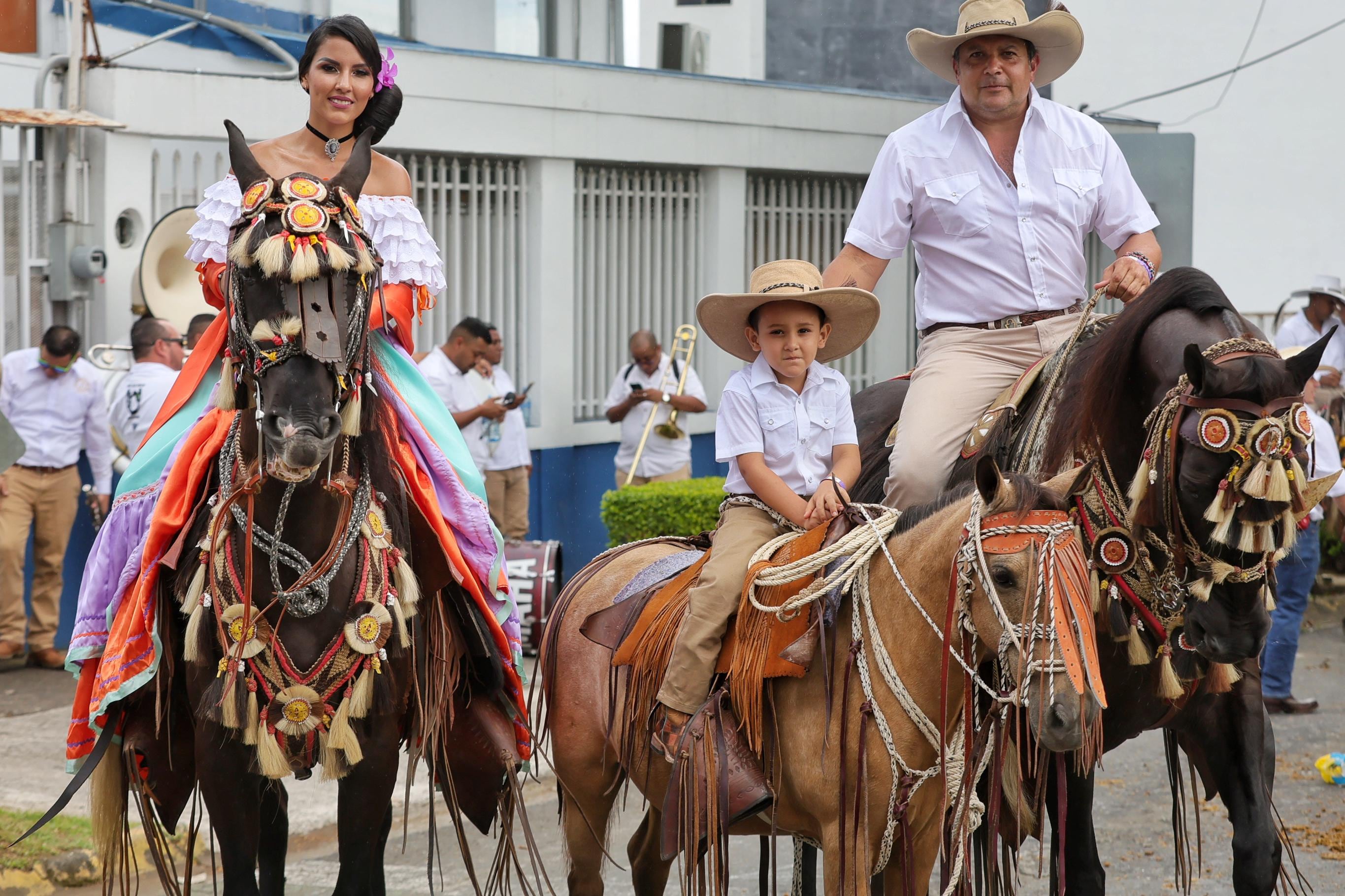 Imágenes del Tope Nacional que se realizó este 26 de diciembre del 2024 en las principales calles de Montes de Oca. En las imágenes se ve a caballos y caballistas, así como manifestantes en contra del maltrato animal y bailarinas típicas en la actividad.