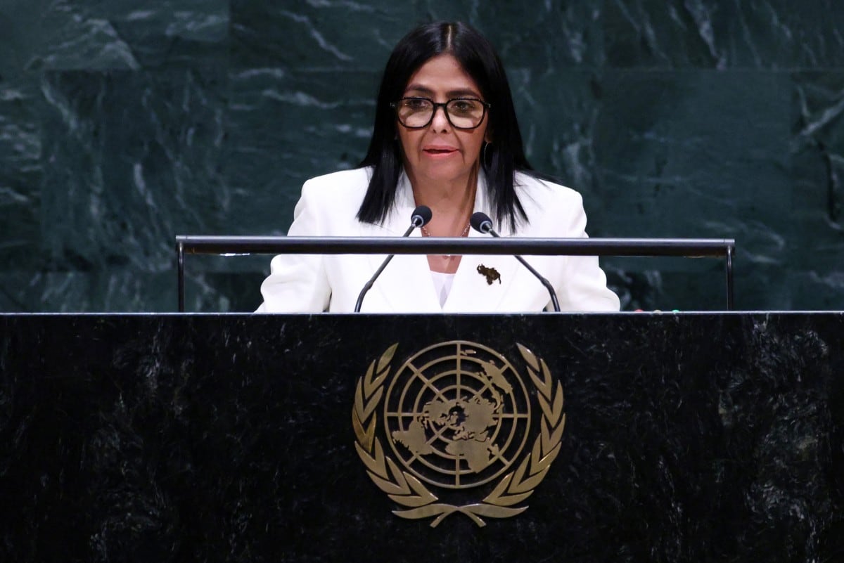 Delcy Rodríguez, presidenta encargada de Venezuela, en la Asamblea General de las Naciones Unidas.