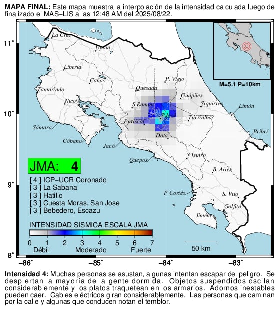 Temblor en San José