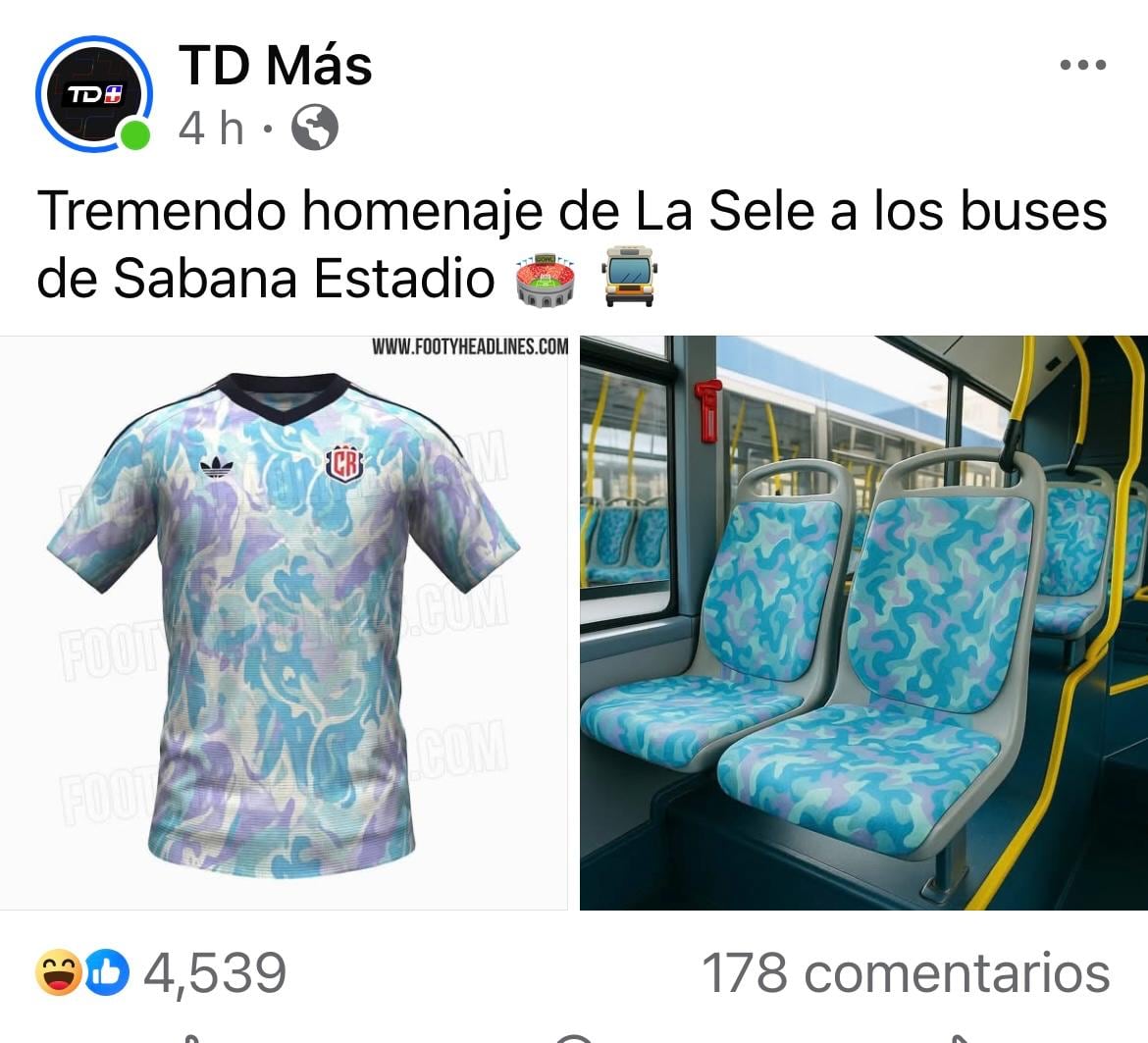 Esta es la nueva camiseta de visita de la Selección de Costa Rica, revelada por Footy Headlines, y la comparación hecha por TD Más.