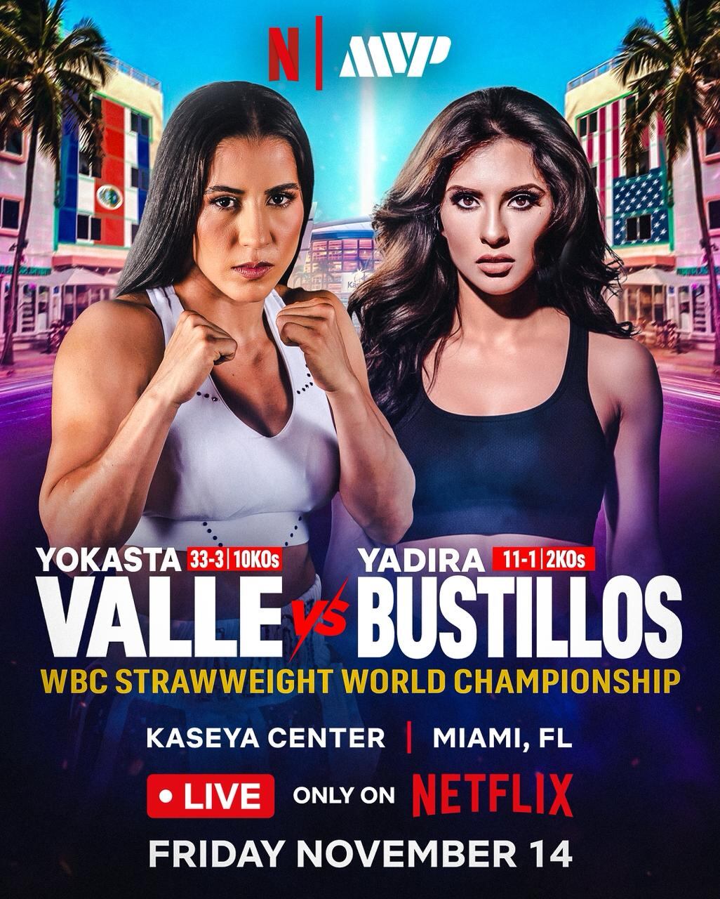 Este es el anuncio oficial de la próxima pelea de Yokasta Valle, ante la mexicana Yadira Bustillos, con la promotora de Jake Paul en Miami.