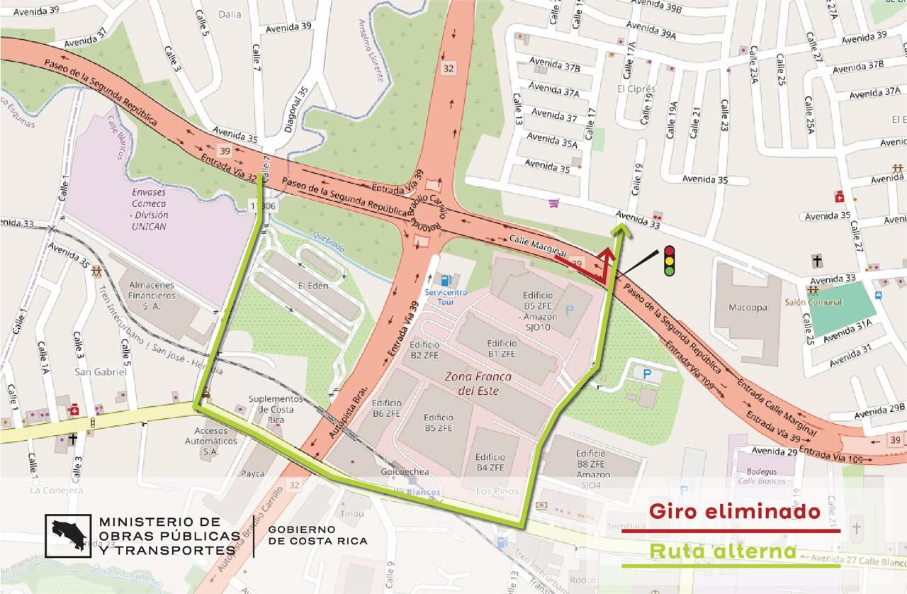 Estará prohibido el giro izquierdo desde el sur, en Calle 17,
para dirigirse hacia el oeste utilizando la marginal de
Circunvalación Norte.