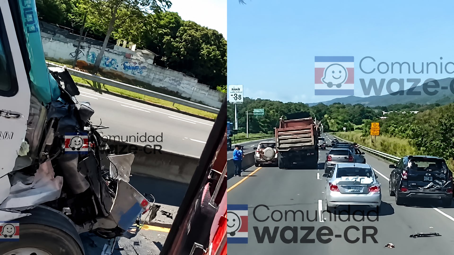 Choque múltiple en ruta 27, a la altura de Turrúcares.