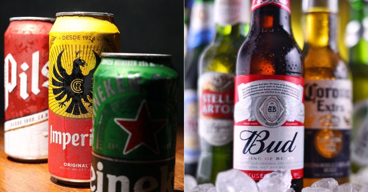 En la imagen, productos como Pilsen, Imperial y Heineken, y a la derecha Budweiser, Stella Artois y Corona
