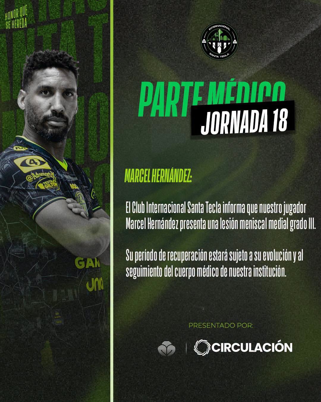 Este es el comunicado que emitió el Inter de Santa Tecla sobre Marcel Hernández.