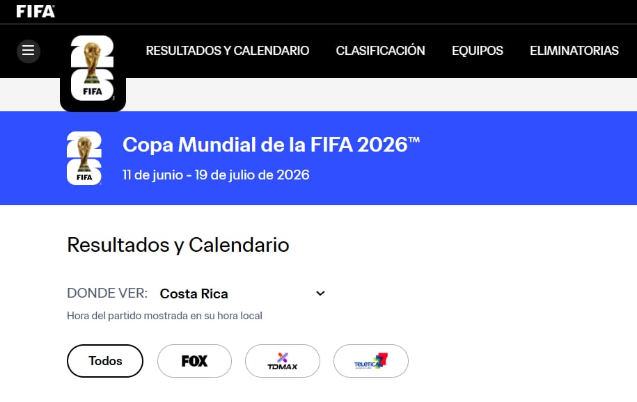 La FIFA ya indica en su sitio web cuáles serán los medios televisivos para ver desde Costa Rica el Mundial 2026.