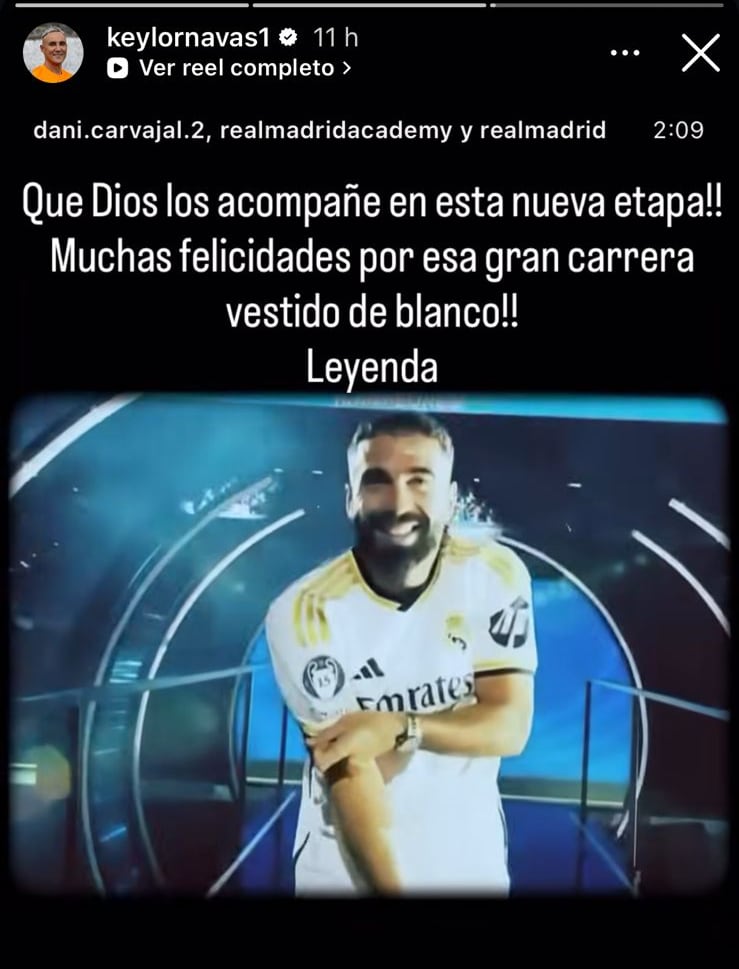 Este fue el mensaje de Navas a Carvajal.