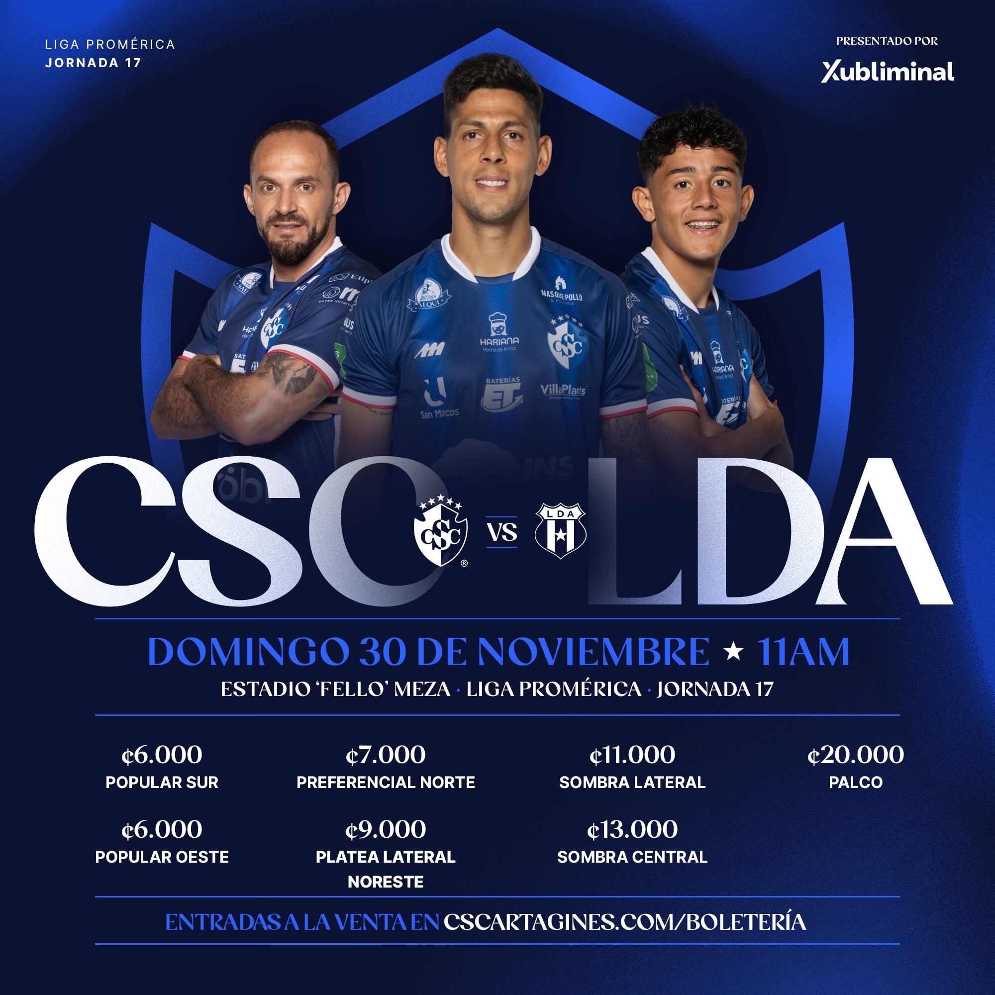 Estos son los precios de las entradas para el partido entre el Club Sport Cartaginés y Liga Deportiva Alajuelense.