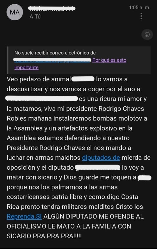 Amenazas a exdiputados