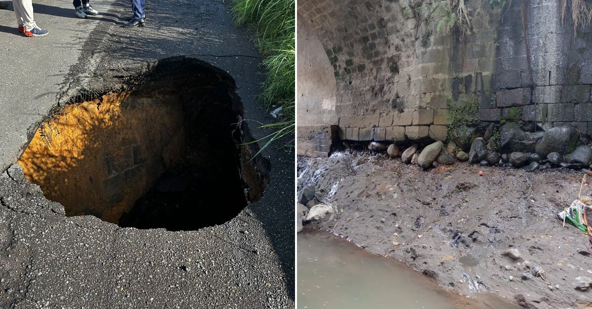 Daños en puentes de Taras y La Unión, en Cartago, provocados por las lluvias.
