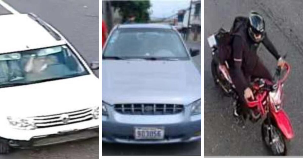 Según fotografías incluidas en el expediente judicial del caso Samcam, estos fueron los vehículos usados por los sospechosos de acabar con la vida del general retirado.