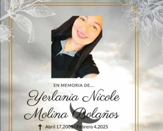 Yerlania Molina Bolaños, de 23 años, víctima inocente de balacera en bar La 70 en Cartago. Foto: Tomada de redes sociales