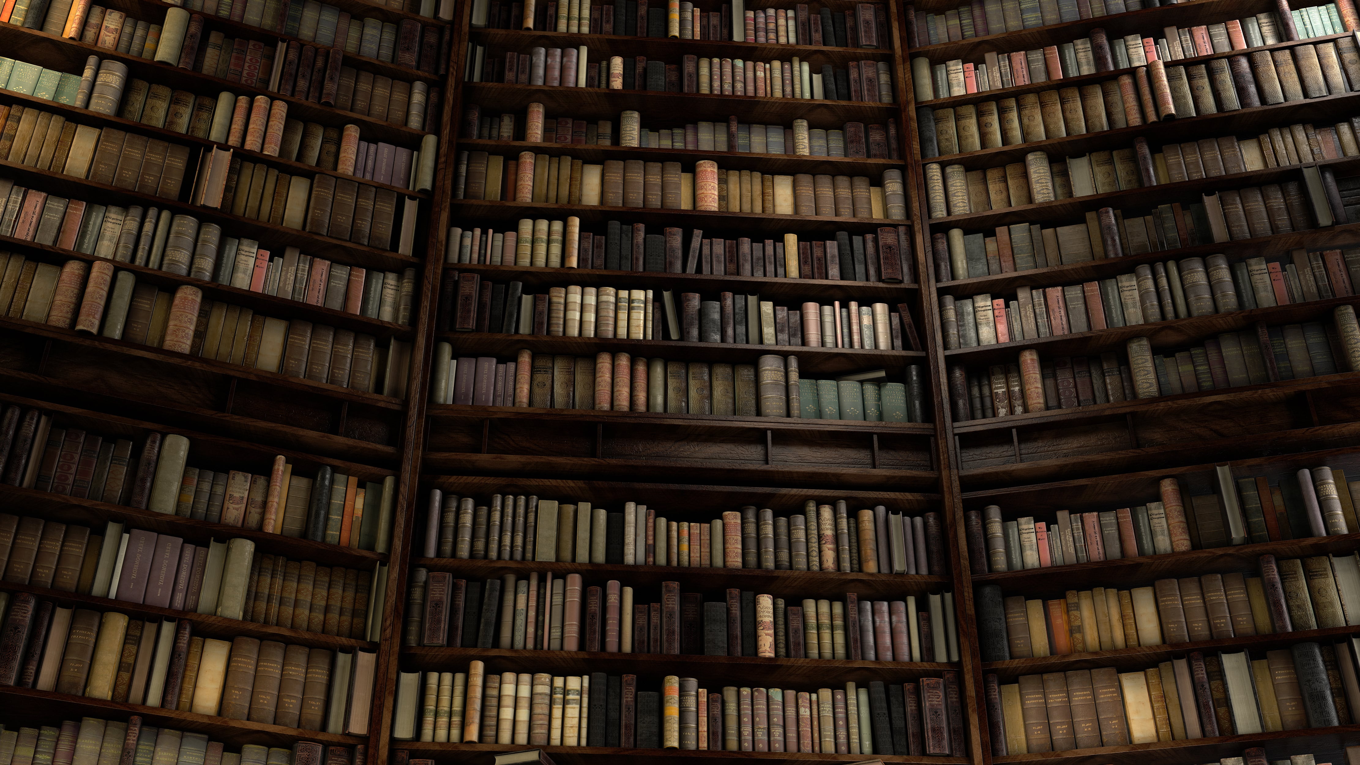 Antigua gran biblioteca con muchos estantes y miles de libros