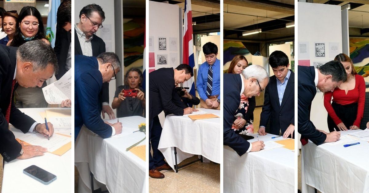 Cinco candidatos recibieron confirmación de su postulación por el puesto de la rectoría, por los próximos cuatro años, de la Universidad de Costa Rica. Se trata de Alberto Cortés, Carlos Araya, Oldemar Rodríguez, Javier Trejos y José Ángel Vargas (de izquierda a derecha en la imagen). (Foto: suministradas por la Universidad de Costa Rica)