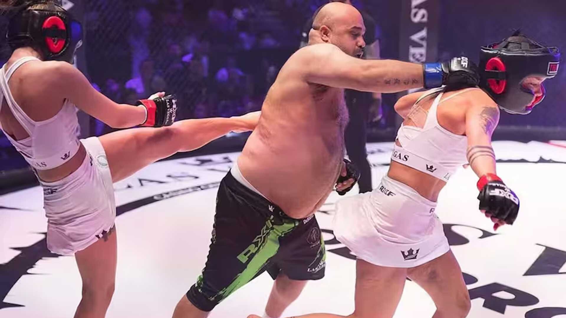 Pelea de la MMA entre dos mujeres y un hombre en Rumania.