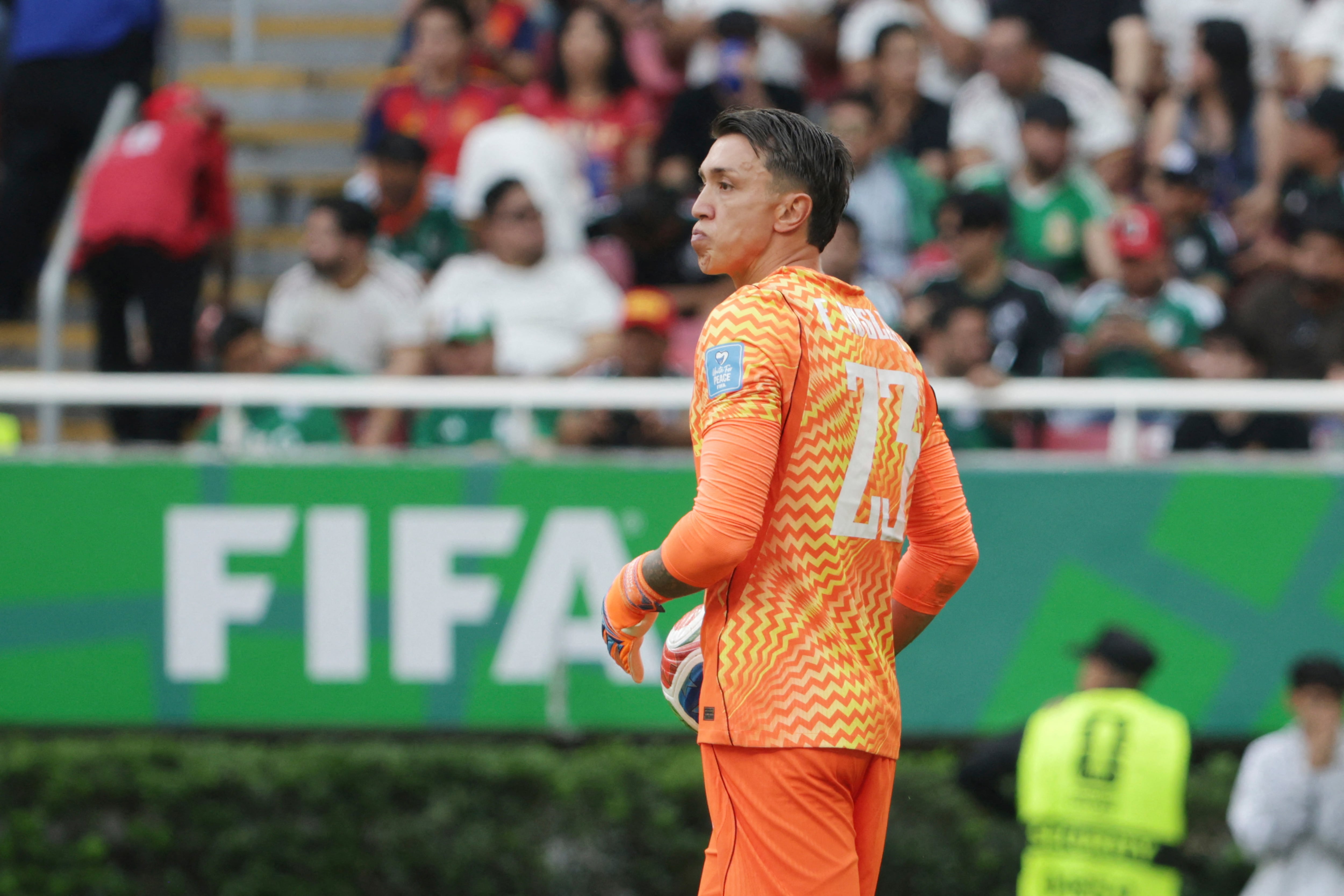 Fernando Muslera #23 of Uruguay national team looks on during the FIFA World Cup 2026 Group H match between Uruguay and Spain at Guadalajara Stadium on June 26, 2026 in Zapopan, Mexico. (Photo by Ismael Rosas / Middle East Images via AFP)