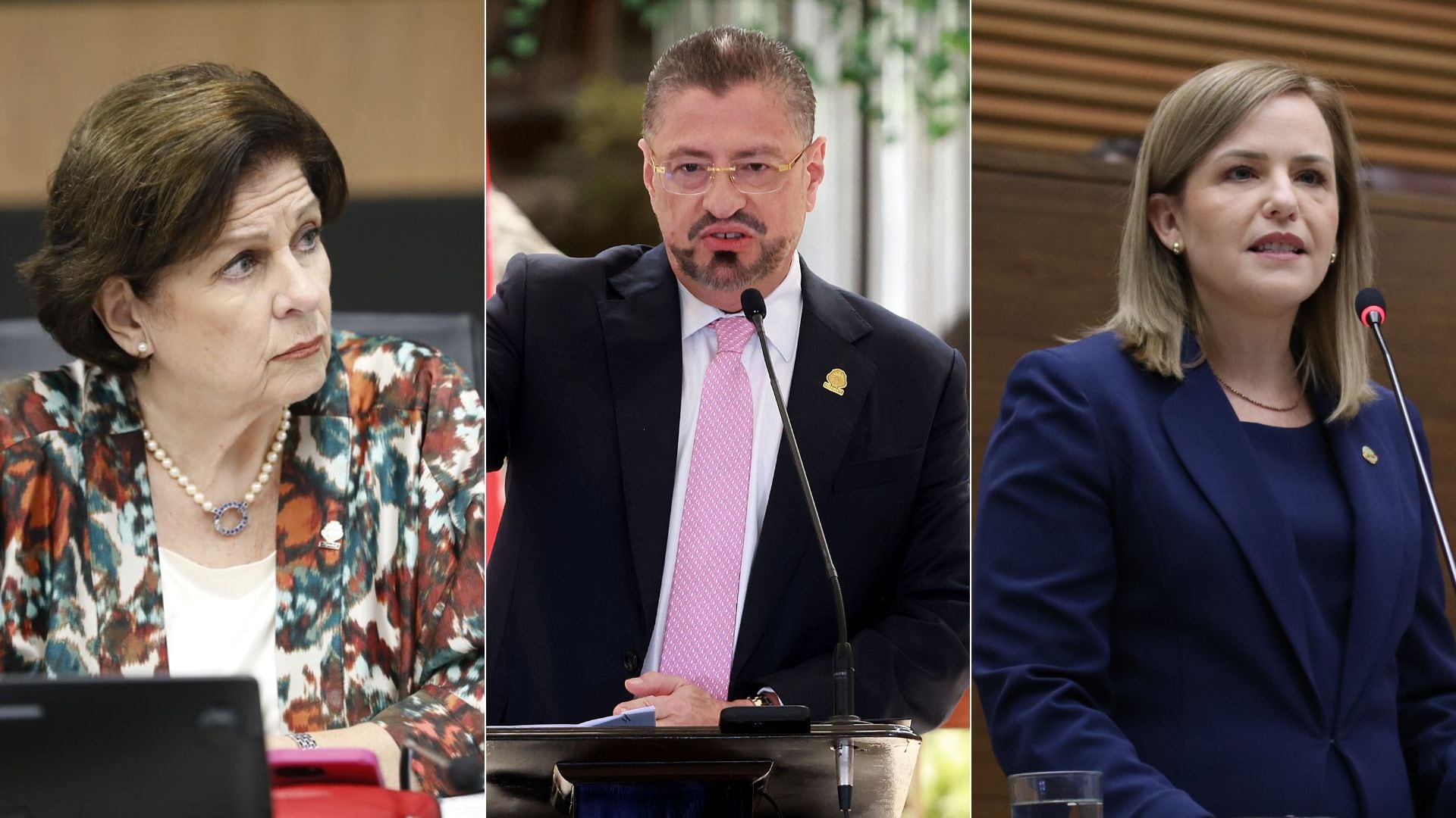 Pilar Cisneros, Rodrigo Chaves y Catalina Crespo