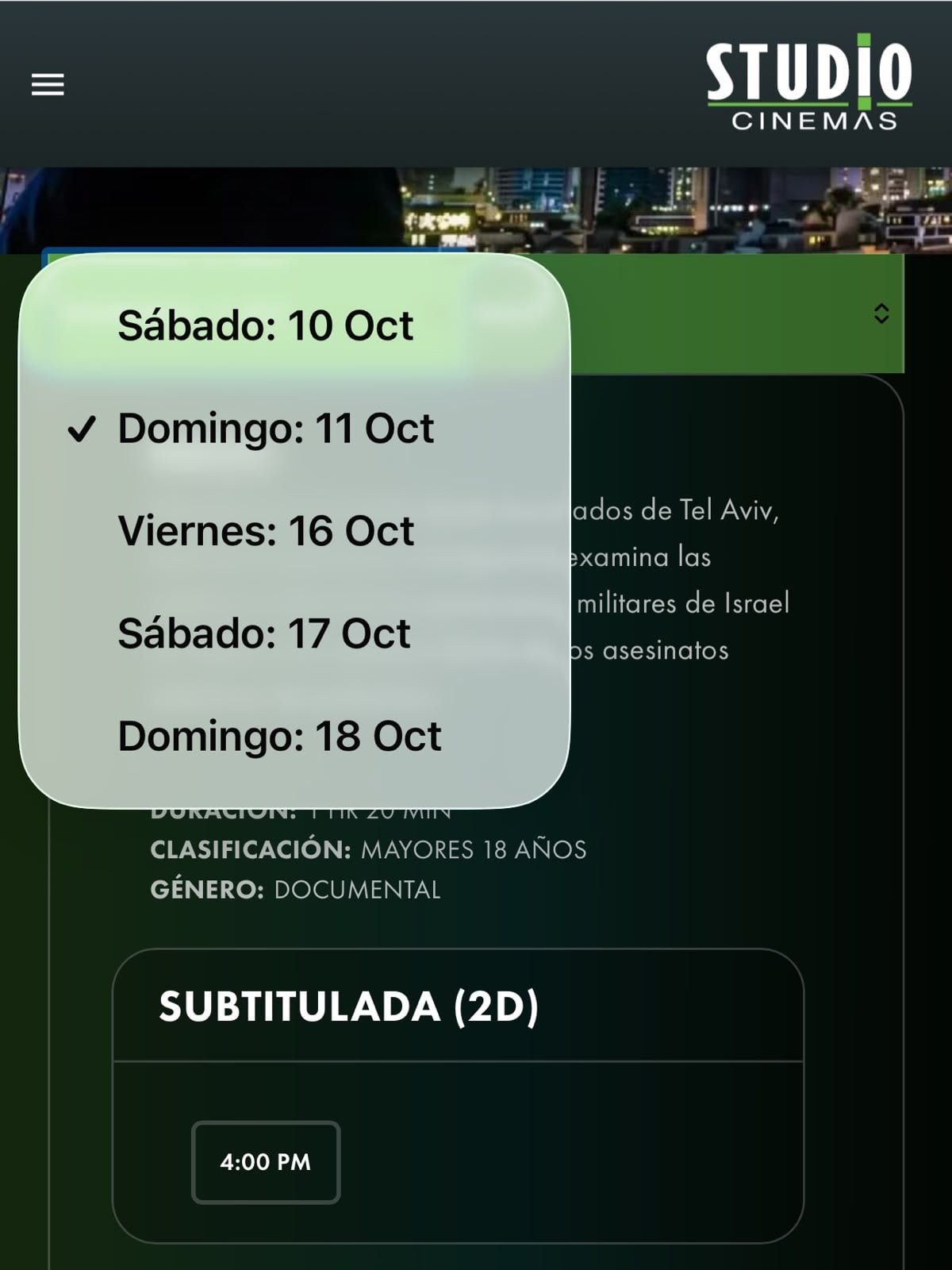 'Naza' aún aparece en la programación de Cinema Studio Santa Ana.