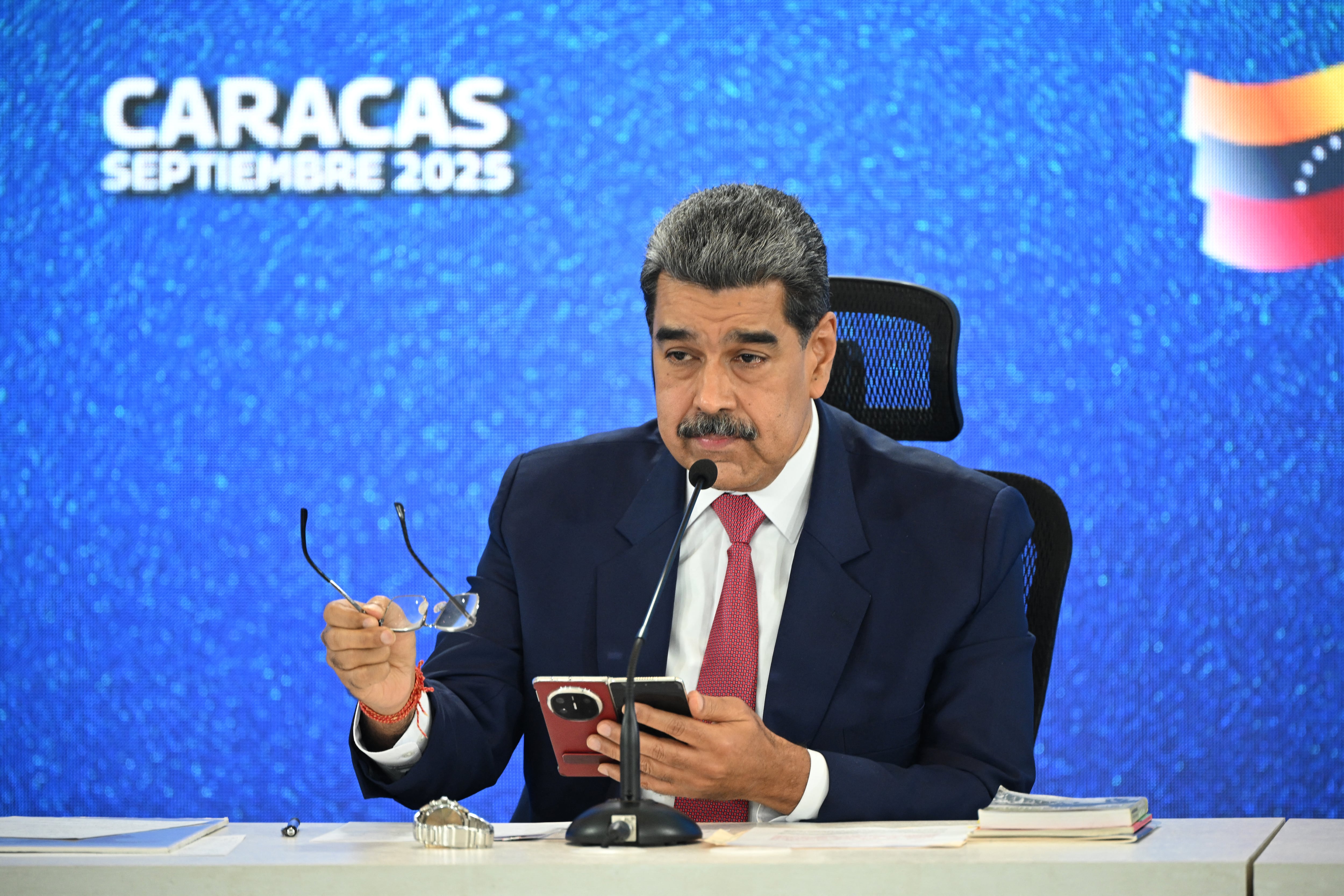 El presidente de Venezuela, Nicolás Maduro, durante una conferencia de prensa con medios internacionales en el Hotel Eurobuilding en Caracas el 15 pasado de setiembre. Fotogrfía: