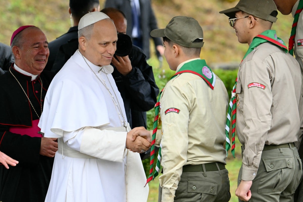 Pope Leon XIV visits the archaeological site of Hippo, in Annaba on April 14, 2026. (Photo by Alberto PIZZOLI / AFP)