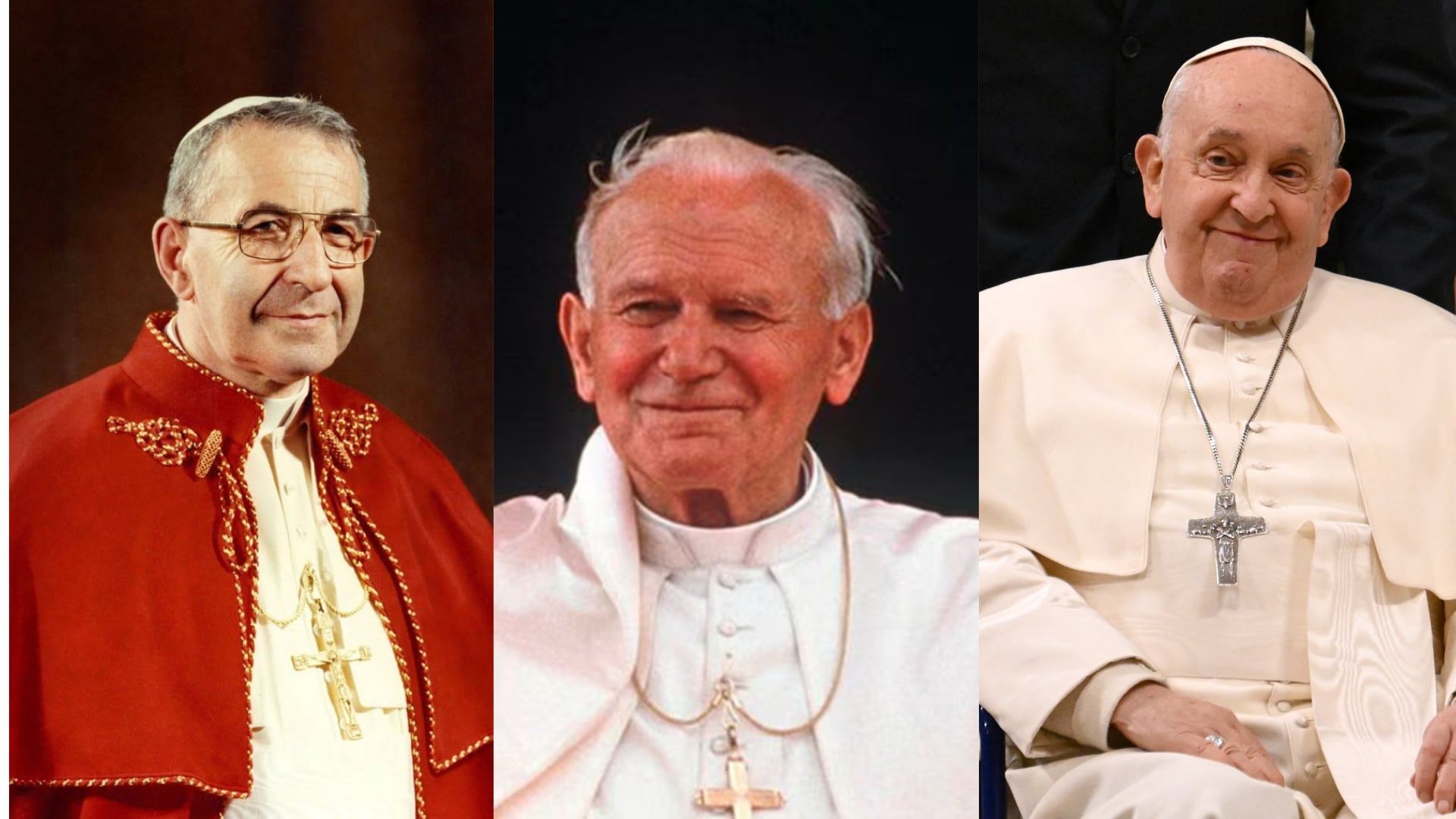 Papas Juan Pablo I, Juan Pablo II y Francisco