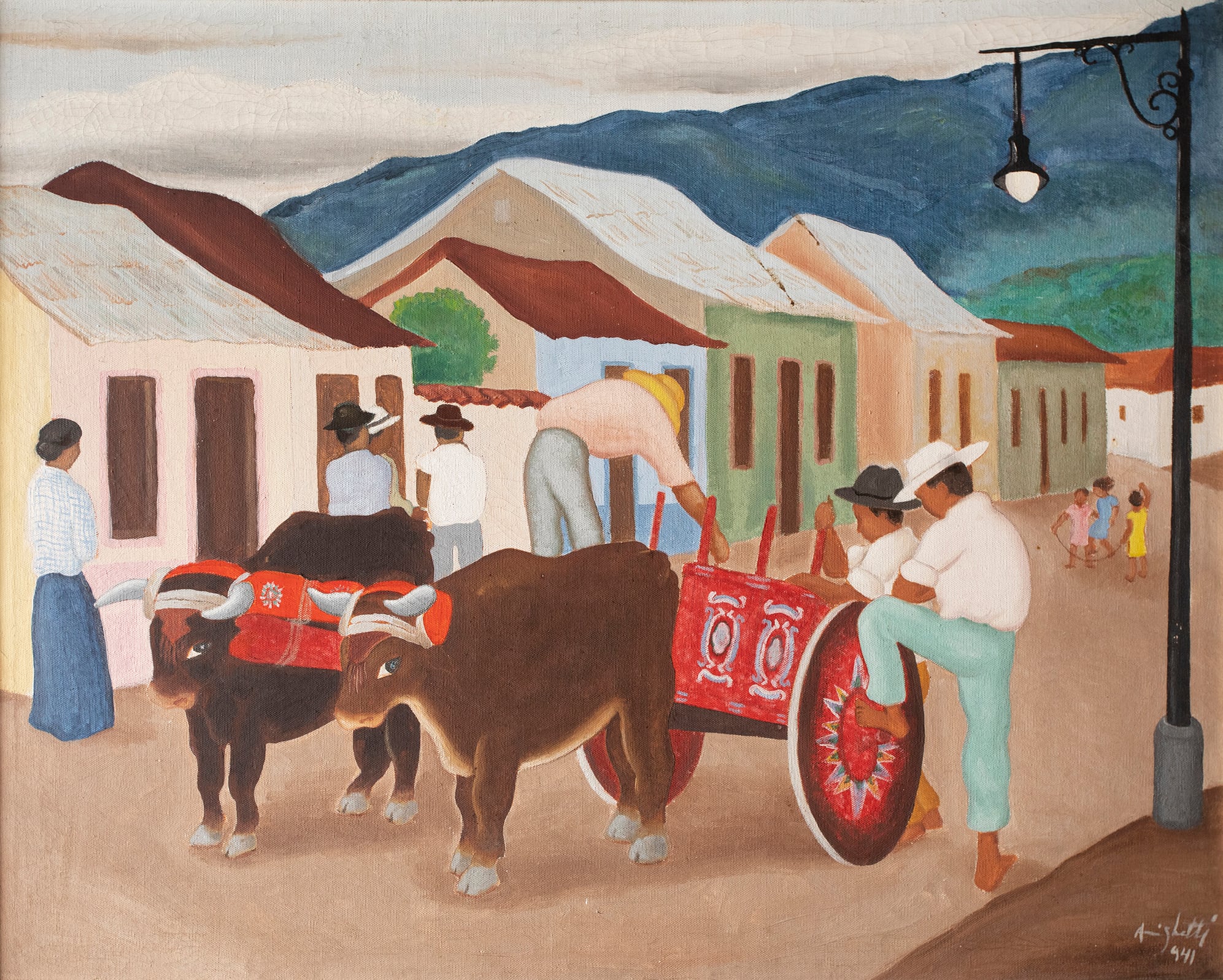 Francisco Amighetti Escena de pueblo